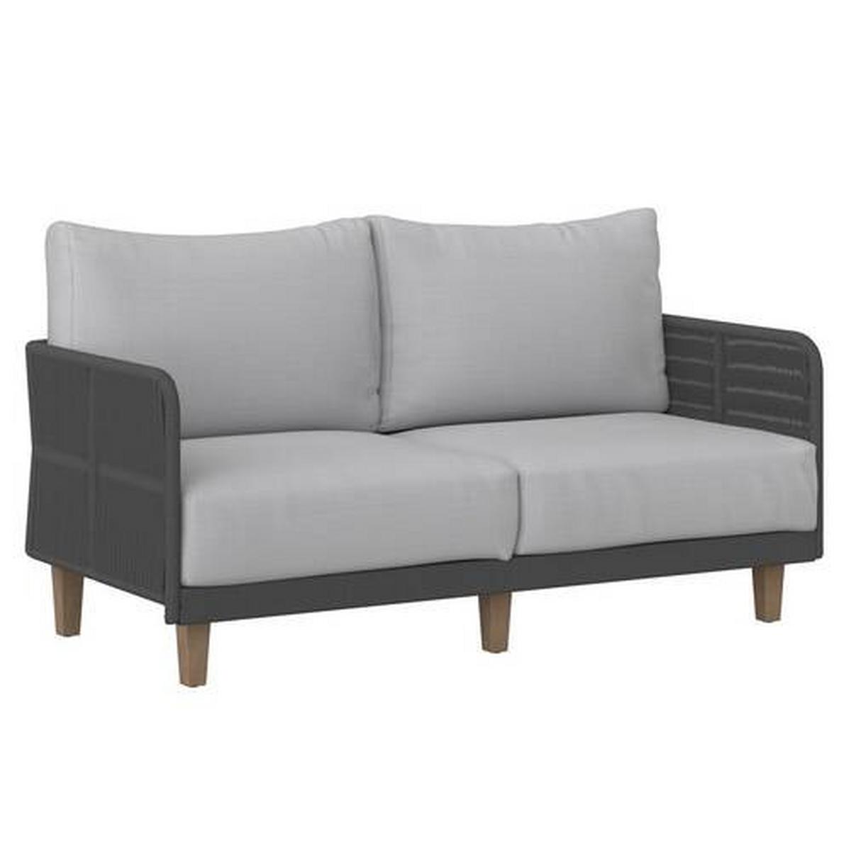 Záhradná sedacia súprava MALIA - farba akácie/svetlosivá, Modern, kov/drevo (146/60/72cm) - Bessagi Garden