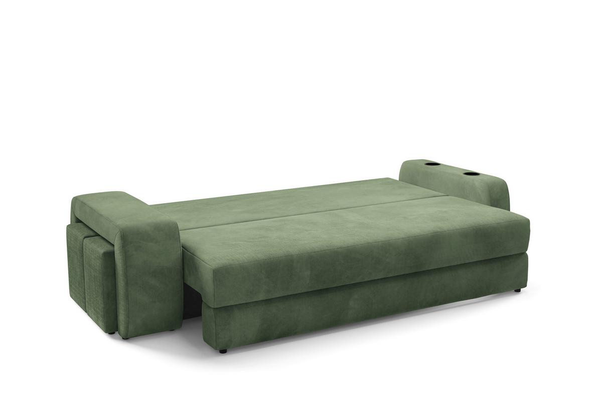 Schlafsofa Ines Grün B: 258cm - Schwarz/Grün, Design, Textil (258/98/95cm) - Livetastic