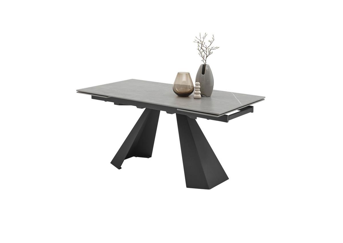 Esstisch Mitch - Hellgrau/Schwarz, MODERN, Keramik/Metall (160-240/90/76cm) - MID.YOU