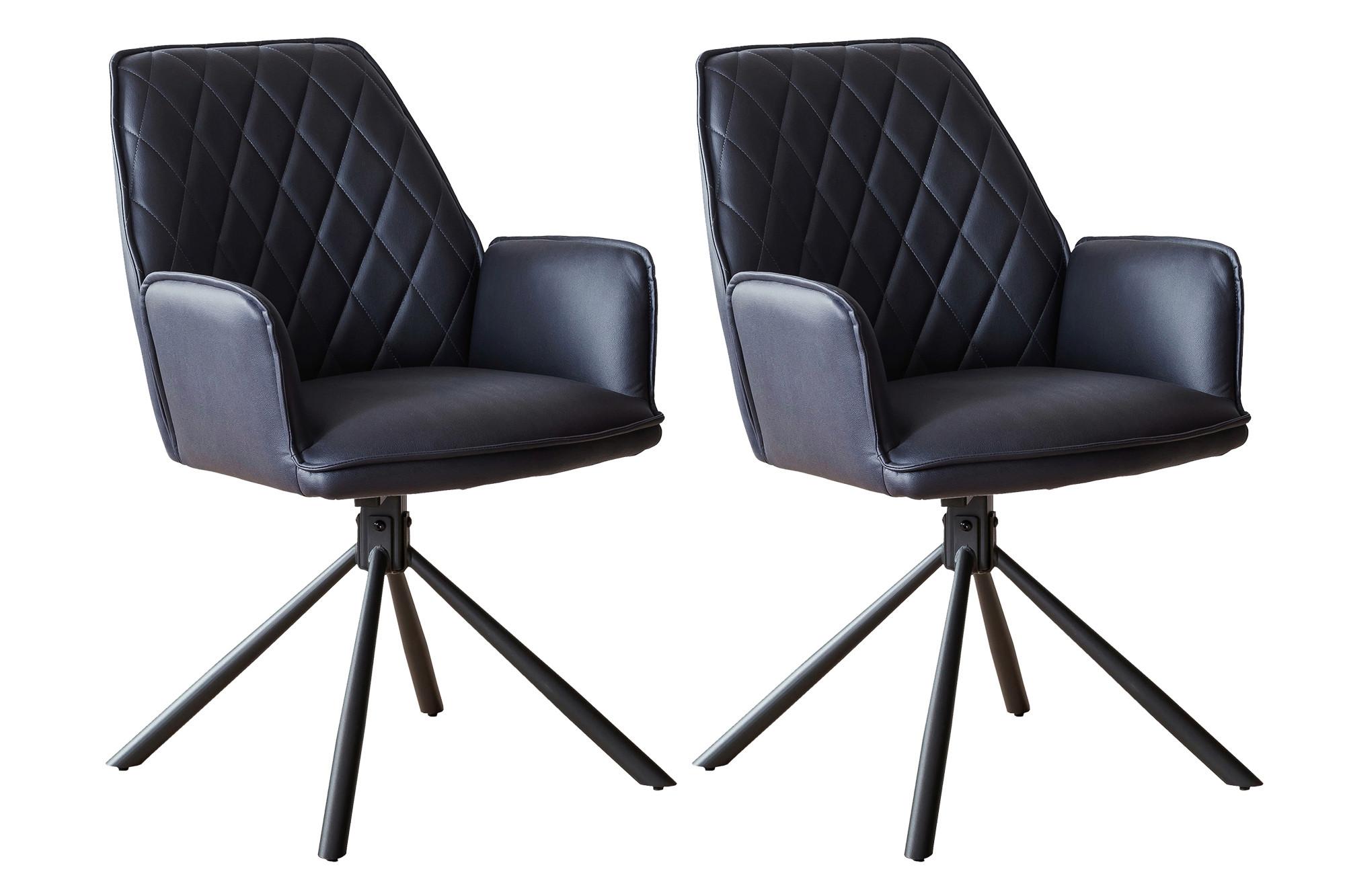 Armlehnstuhl-set Dunkelblau B: 59 Cm - Schwarz/Dunkelblau, MODERN, Textil/Metall (59/89/63cm) - Livetastic