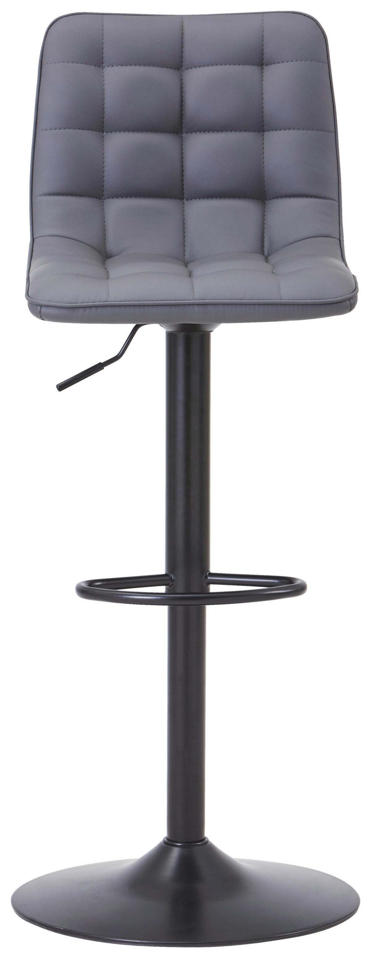 Barhocker Elias Grau höhenverstellbar, B: 42 cm - Schwarz/Grau, MODERN, Textil/Metall (42/109,5/52cm) - Livetastic