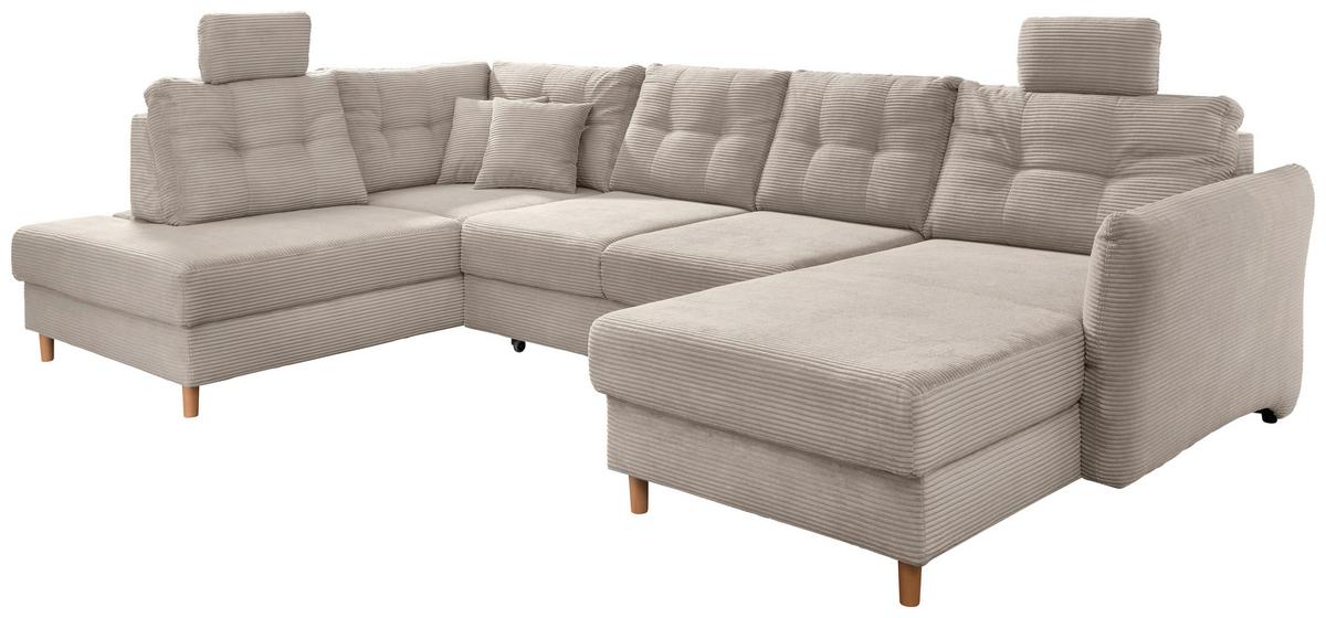 Wohnlandschaft Brizzini Mit Schlaffunktion, Beige - Beige/Naturfarben, MODERN, Textil (206/338-352/176cm) - Livetastic