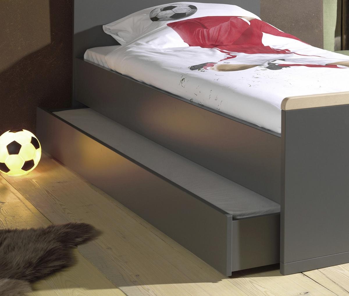 Bettkasten London B: 198 Cm Anthrazit Mit Rollen - Anthrazit, MODERN, Holzwerkstoff (198/17,5/93,7cm) - MID.YOU