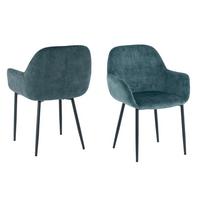 ARMLEHNSTUHL-SET Schwarz/Blau 2-teilig - Blau/Schwarz, MODERN, Textil/Metall (60/84/57,5cm) - MID.YOU