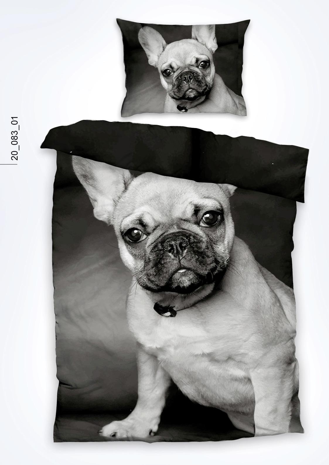 Povlečení French Bulldog, 140/200cm - černá, Design, textil (140/200cm)