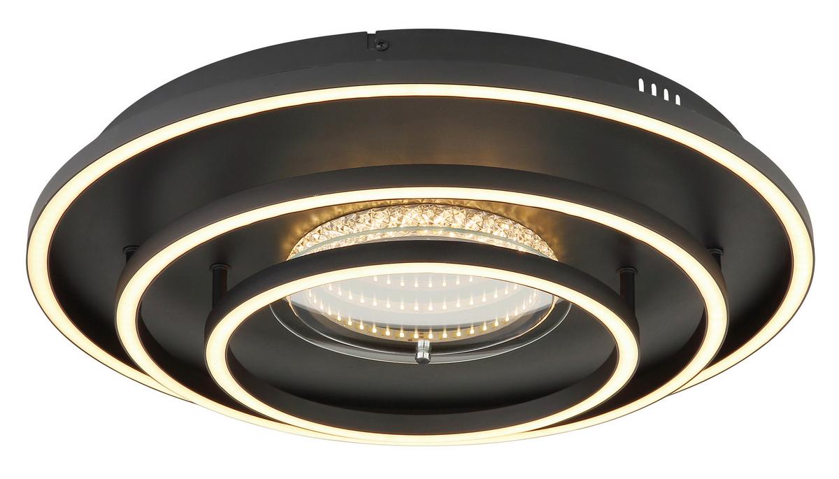 LED-Deckenleuchte Memory-Funktion - Schwarz/Weiß, Design, Kunststoff/Metall (72,2/51,7/10cm) - Globo