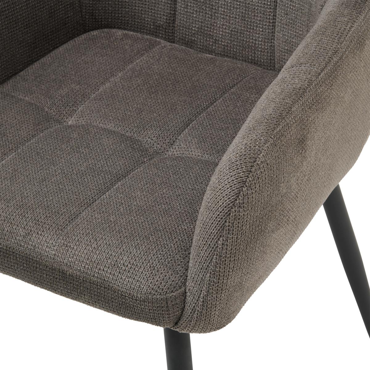 Armlehnstuhl Mira Webstoff Dunkelgrau, B: 58 cm - Dunkelgrau/Schwarz, KONVENTIONELL, Textil/Metall (58/88/63cm) - MID.YOU