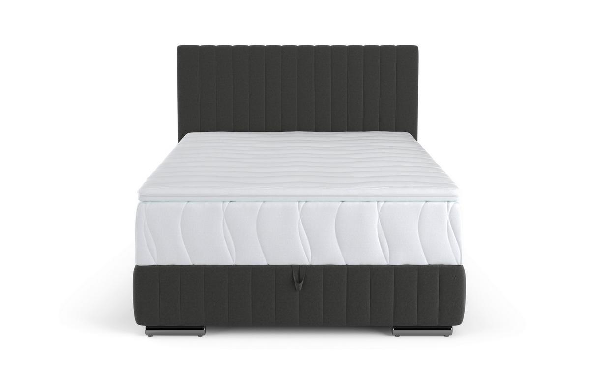 Boxbett Mit Topper & Bettkasten 90x200 Cm Beetle - Chromfarben/Grau, Holzwerkstoff/Textil (90/200cm) - MID.YOU