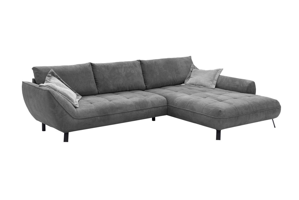 Ecksofa Biarritz, Anthrazit Schenkel: 324x204 cm - Anthrazit/Silberfarben, Design, Textil (324/205cm) - Livetastic