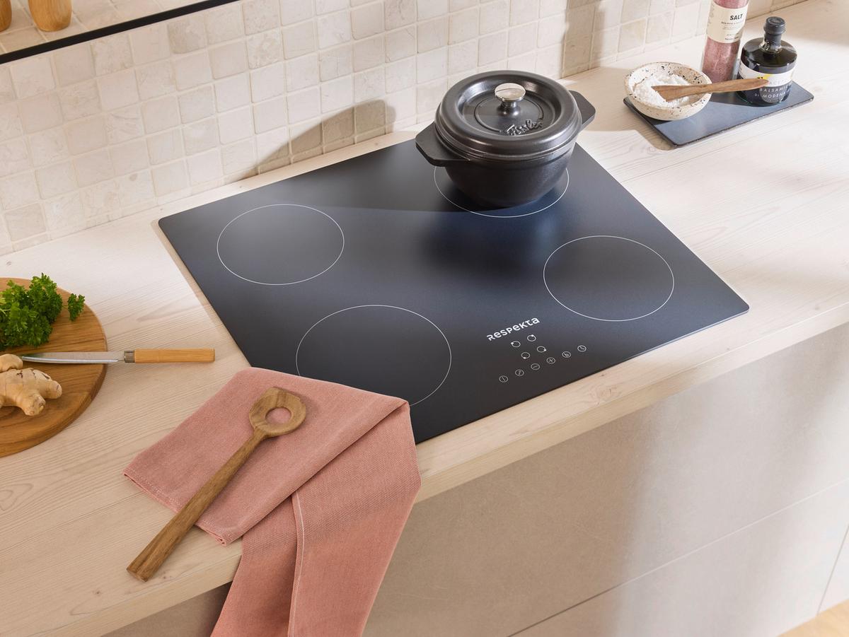 Induktionskochfeld Schwarz B: 59 cm - Schwarz, Basics, Glas (59/6/62cm) - Respekta