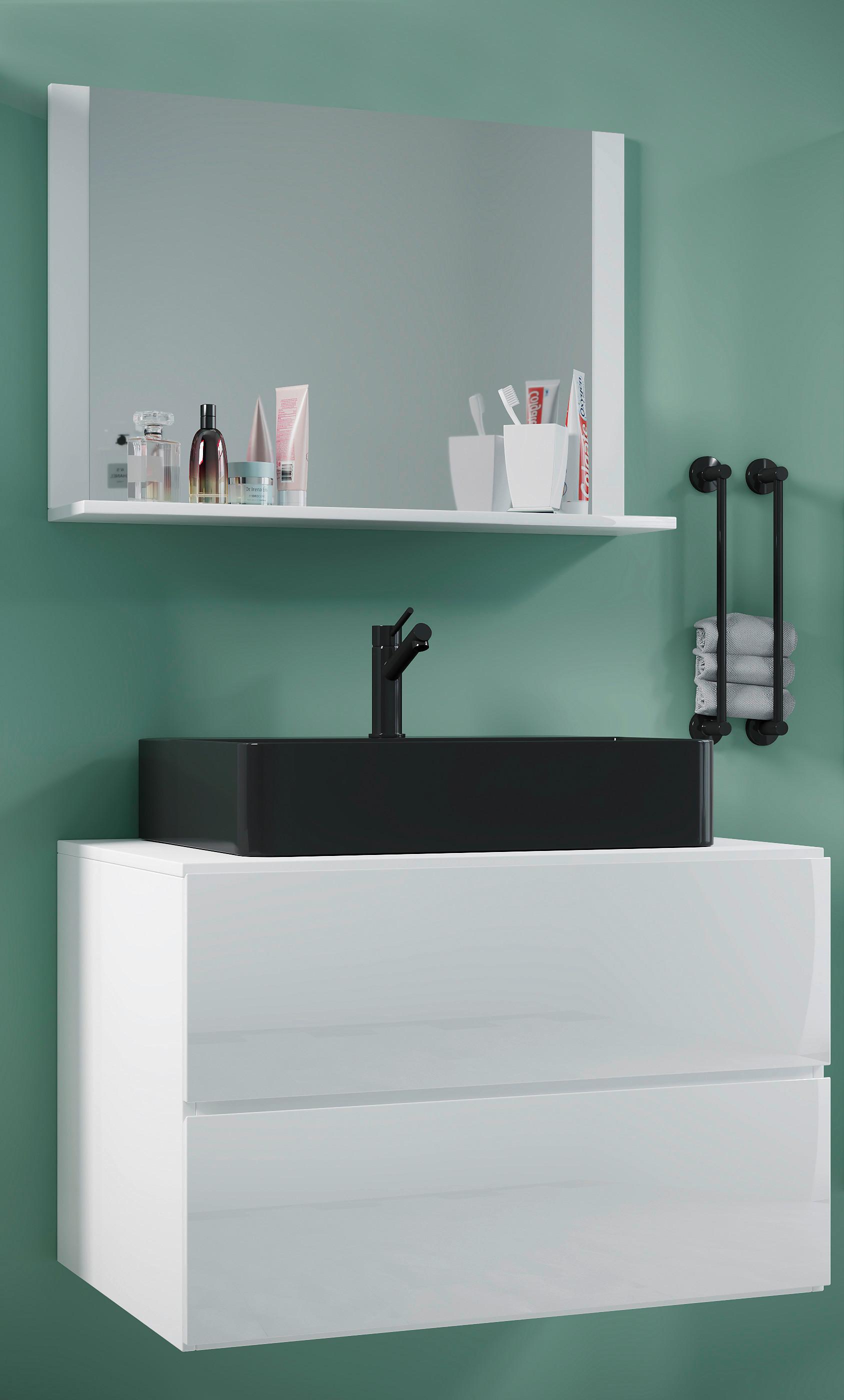 Badezimmer Lendas Bl M - Schwarz/Weiß, MODERN, Glas/Keramik (81cm) - MID.YOU