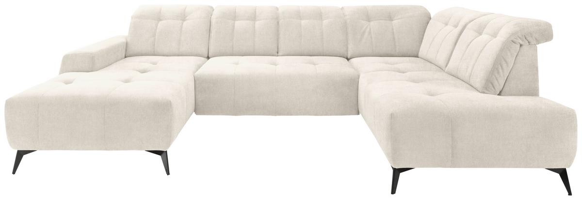 Ecksofa, Sitzvorzug Elektrisch Sano, Creme, 180x337x200 cm - Creme/Schwarz, MODERN, Textil (180/337/200cm) - Livetastic