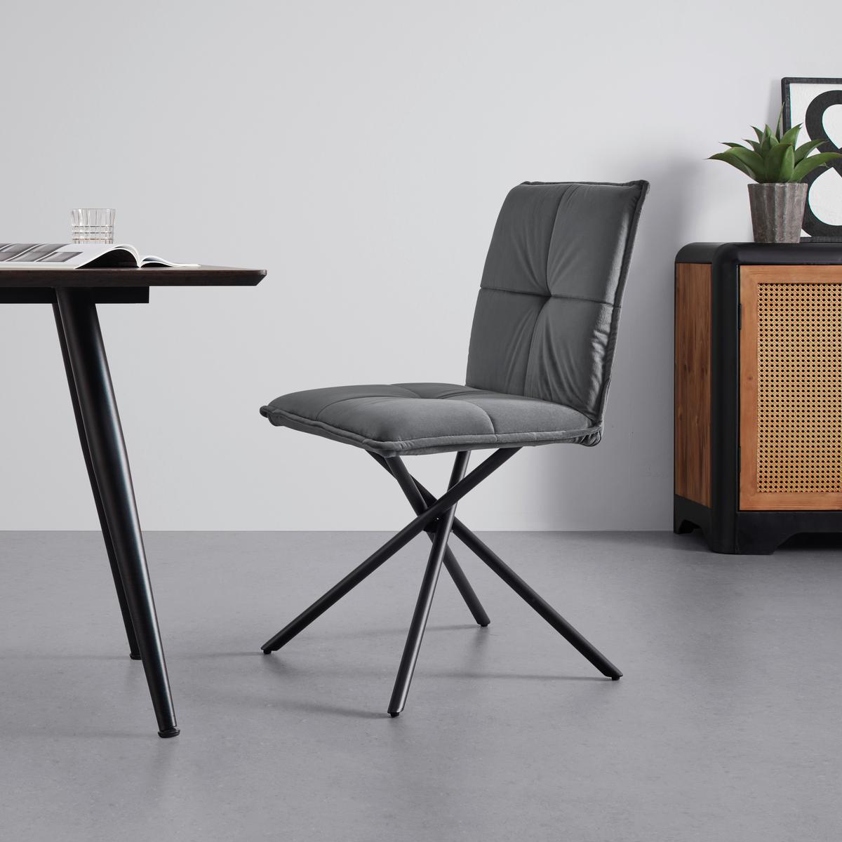 Židle Lunita šedá - šedá/černá, Moderní, kov/textil (47/88/57cm) - Bessagi Home