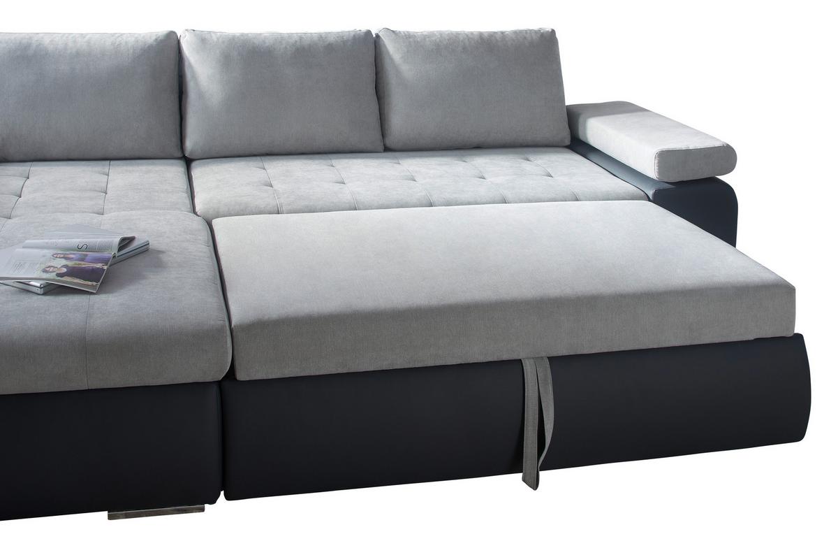 Sarokgarnitúra Joy I - világosszürke/barna, Design, textil (175/85/271cm)