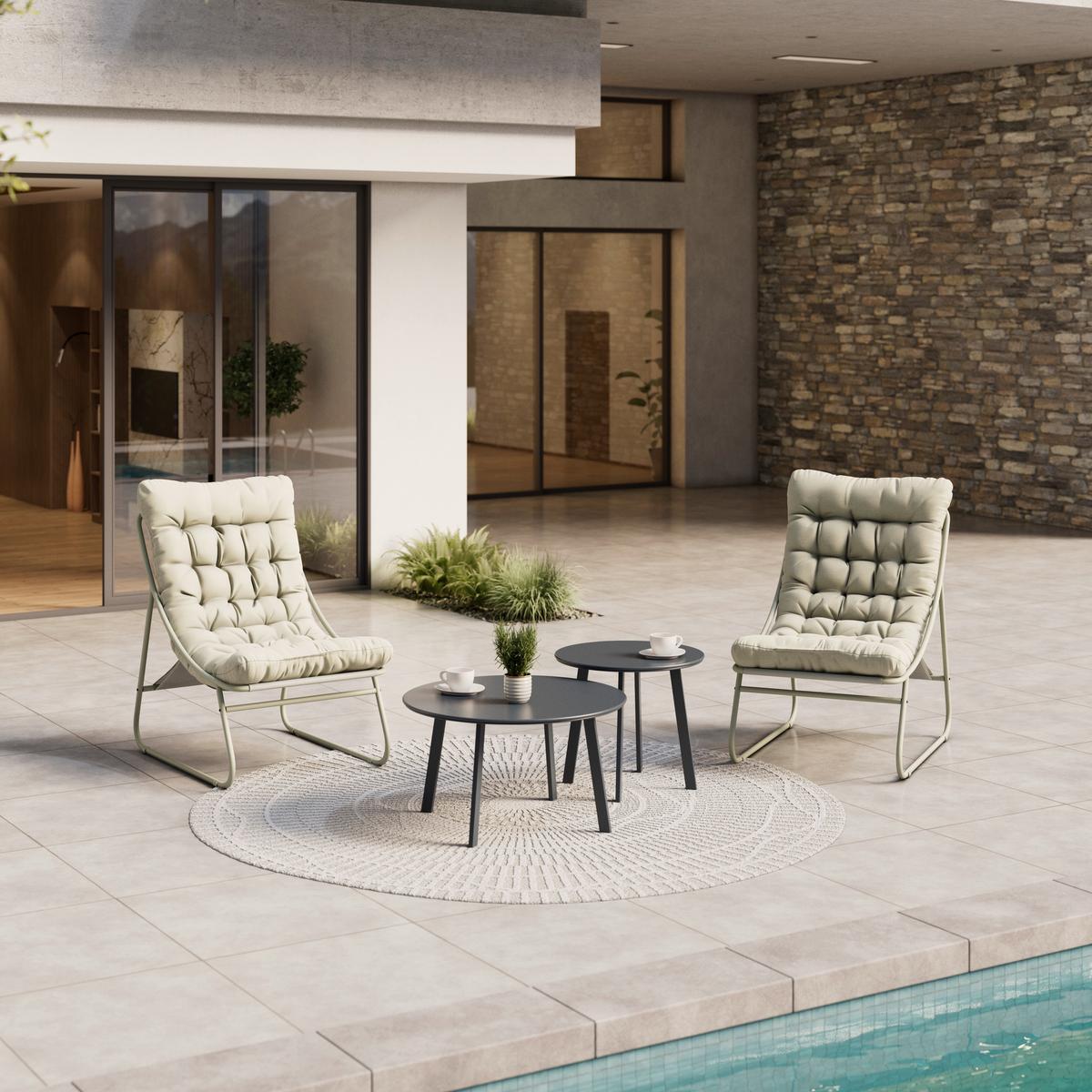 Gartensessel Nora - Grün, MODERN, Textil/Metall (62/85/87cm) - Luca Bessoni