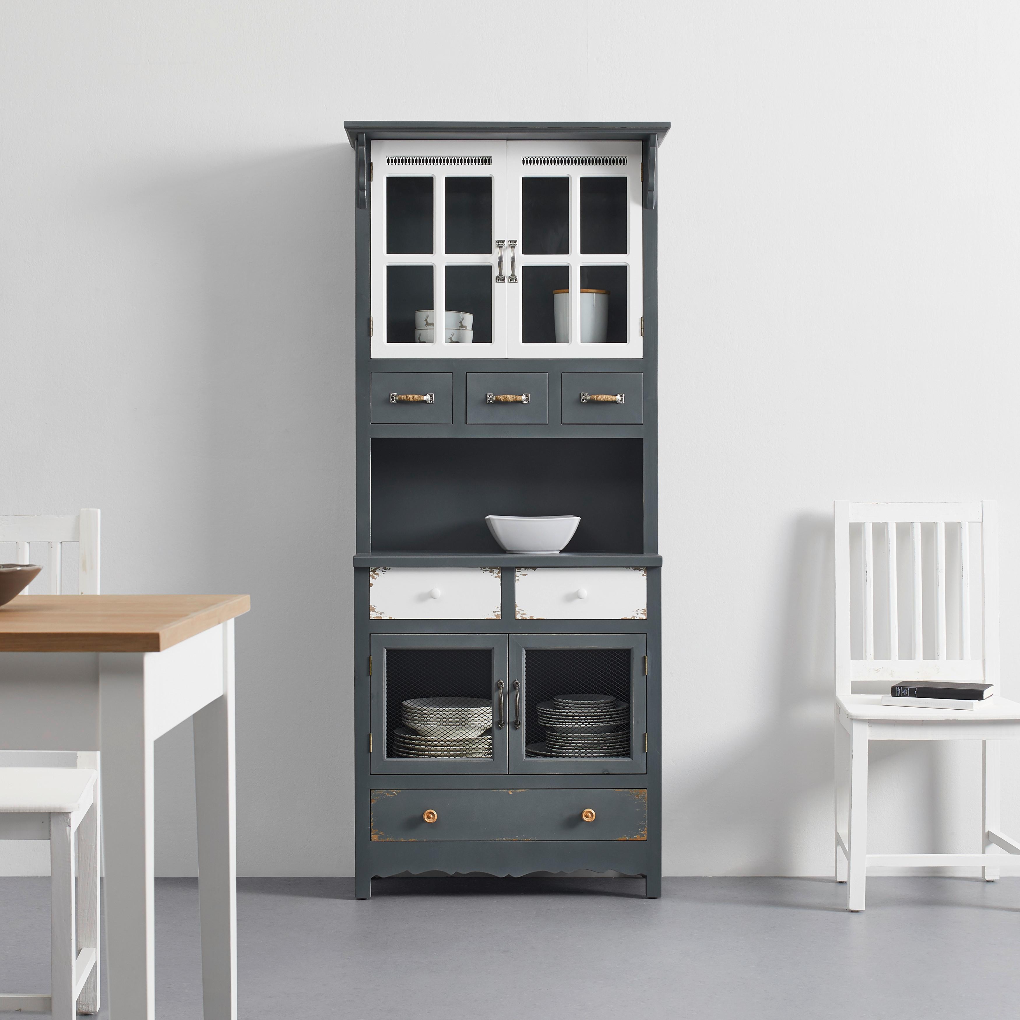 Kredenc GITTE - sivá, Modern, drevo (74/176/33.5cm) - Modern Living