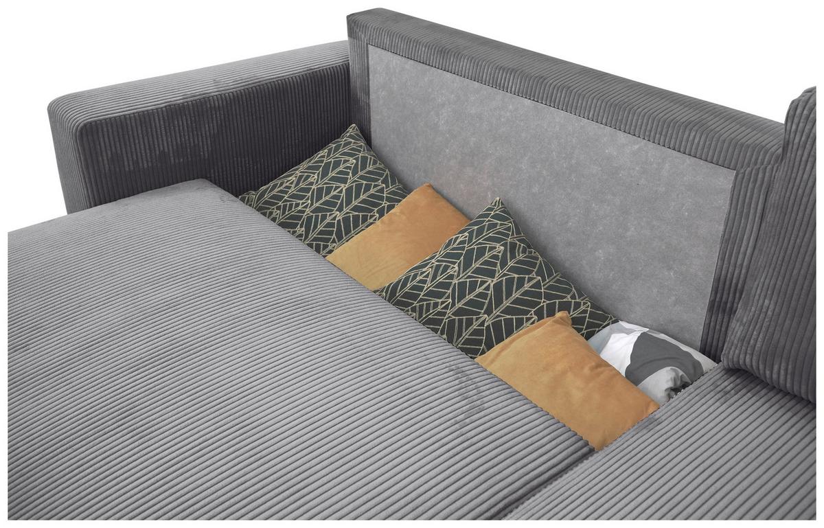 Eckschlafsofa mit Bettkasten Pharell, anthrazit, 230x155cm - Anthrazit/Schwarz, KONVENTIONELL, Holz/Holzwerkstoff (230/155cm)