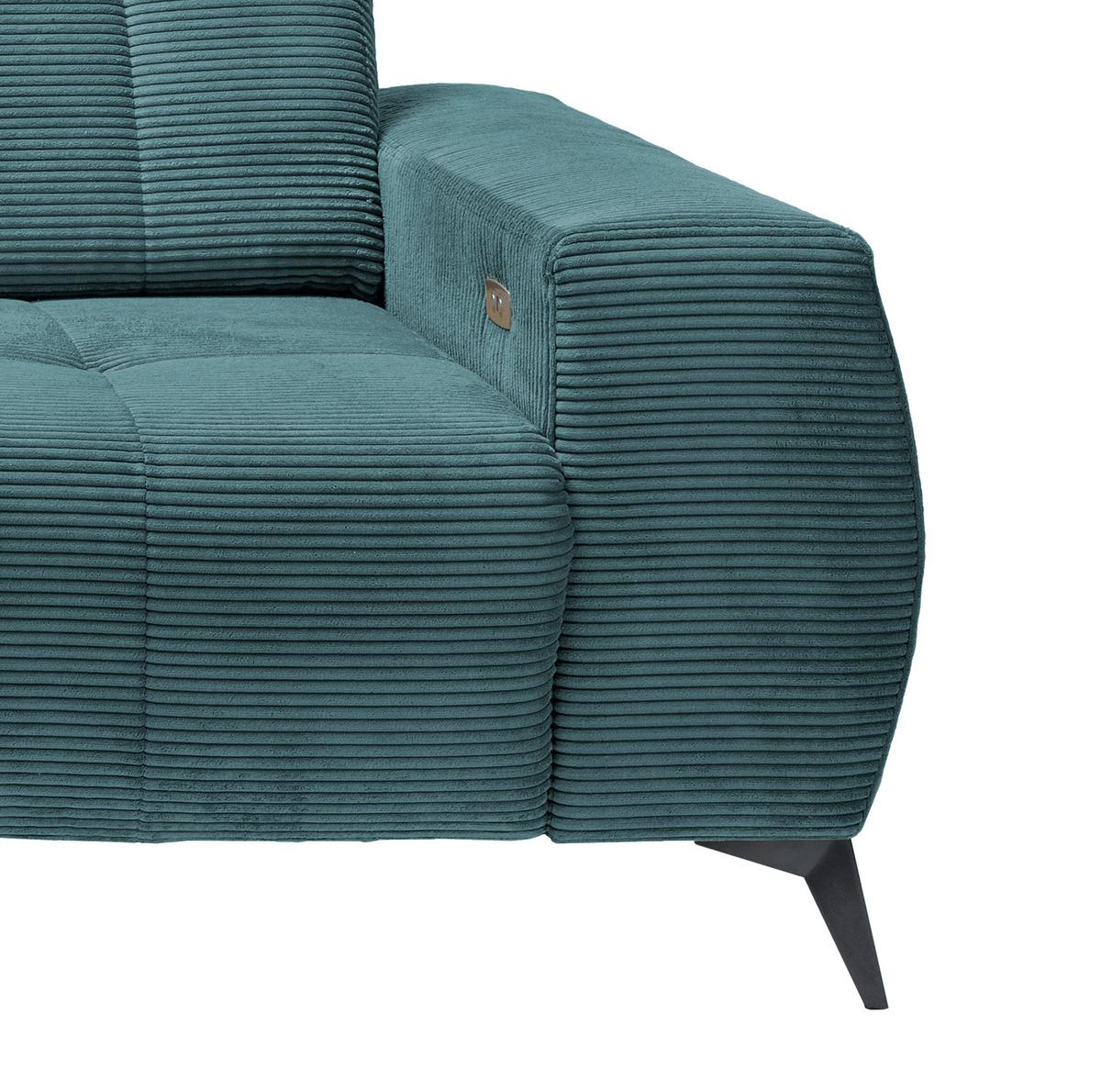 Ecksofa mit USB Anschluss Sano, Petrol, S: 180x258 cm - Petrol/Schwarz, MODERN, Textil (180/258cm) - Livetastic