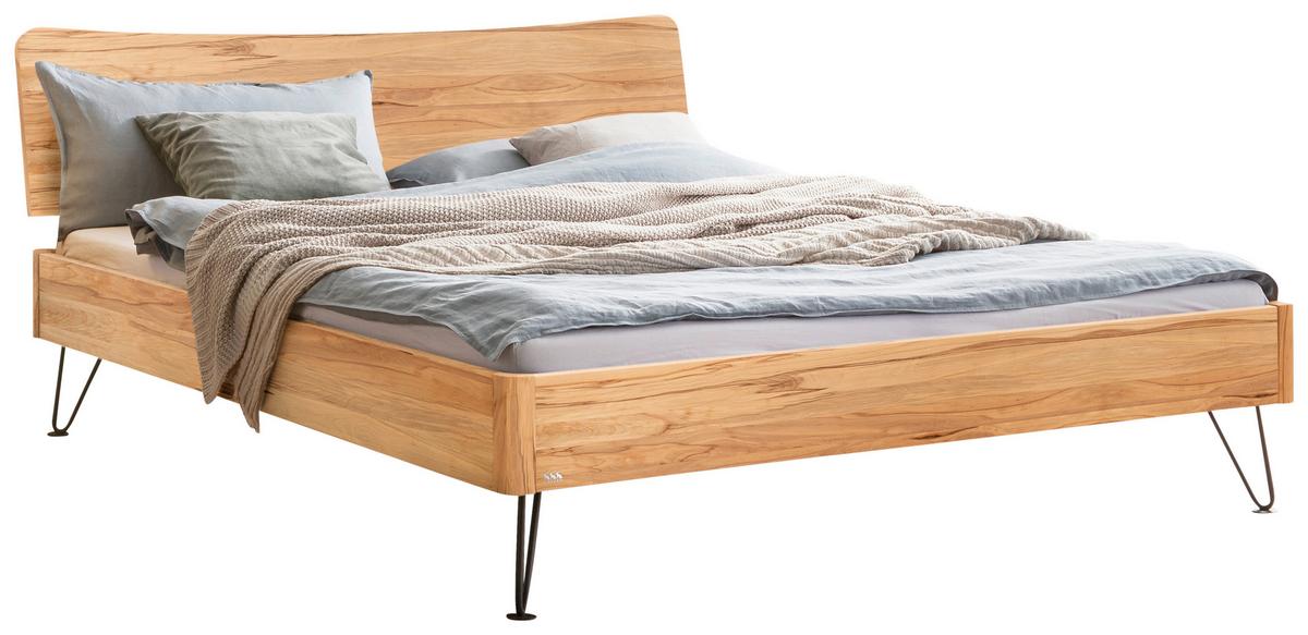 Bett Locarno Buchefarben 140x200 Cm - Anthrazit/Buchefarben, MODERN, Holz (140/200cm) - Hasena