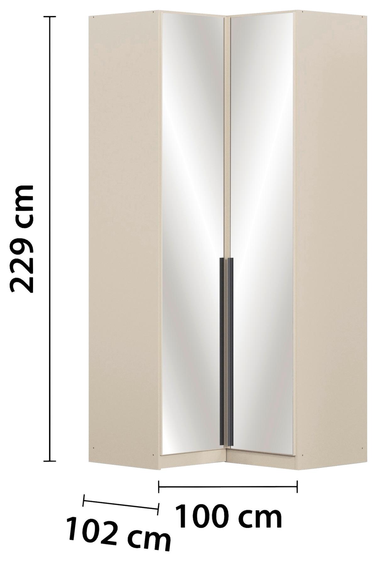 Eckschrank Mit Spiegel B: 100 cm Alabama Champagner - Champagner, MODERN, Glas/Holzwerkstoff (100/229/102cm) - Rauch Möbel