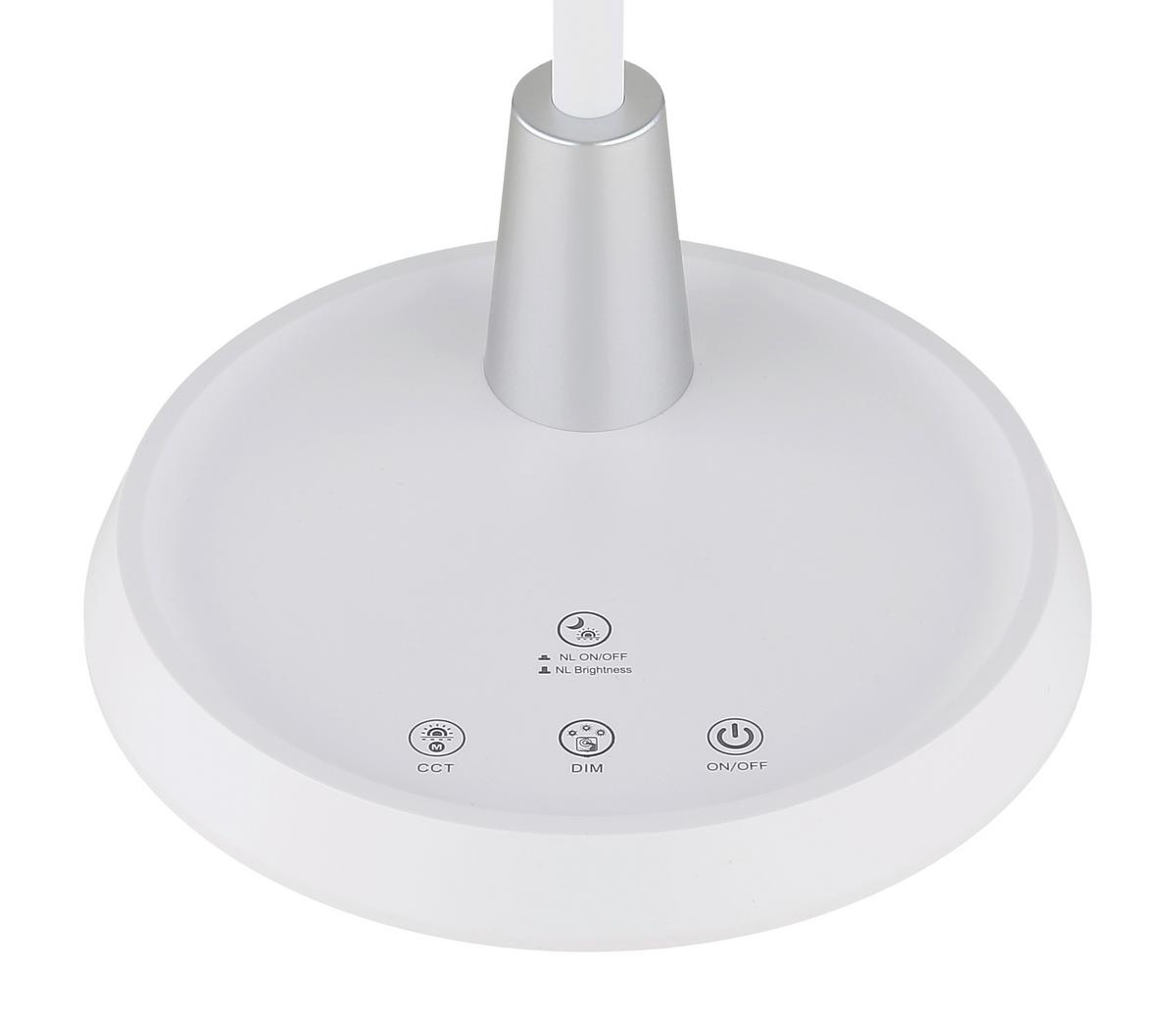 LED-Tischleuchte Memory-Funktion - Silberfarben/Weiß, Design, Kunststoff (30,6/17,2/44,8cm) - Globo