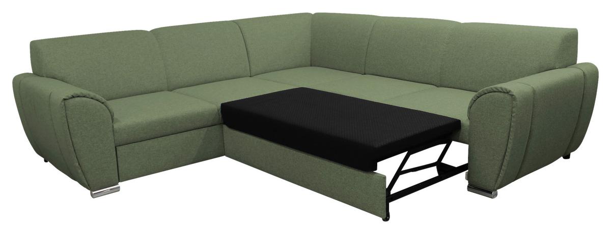 Ecksofa Delux Grün Mit Schlaffunktion Ottomane Links - Silberfarben/Grün, Design, Textil (266/266cm) - Livetastic
