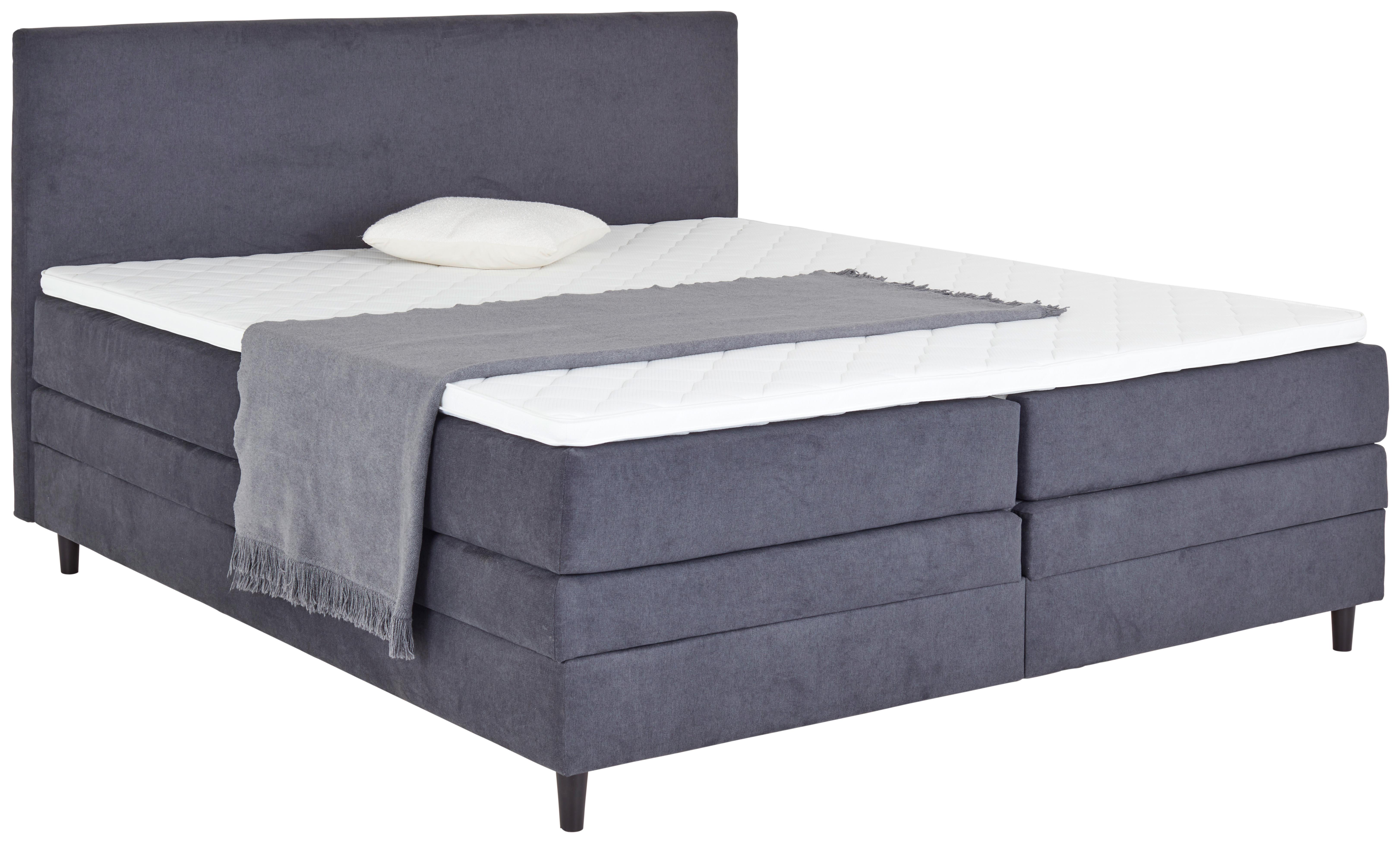Boxspringbett mit Topper & Bettkasten 180x200 Kleopatra - Anthrazit, KONVENTIONELL, Holz/Holzwerkstoff (180/200cm) - Ondega