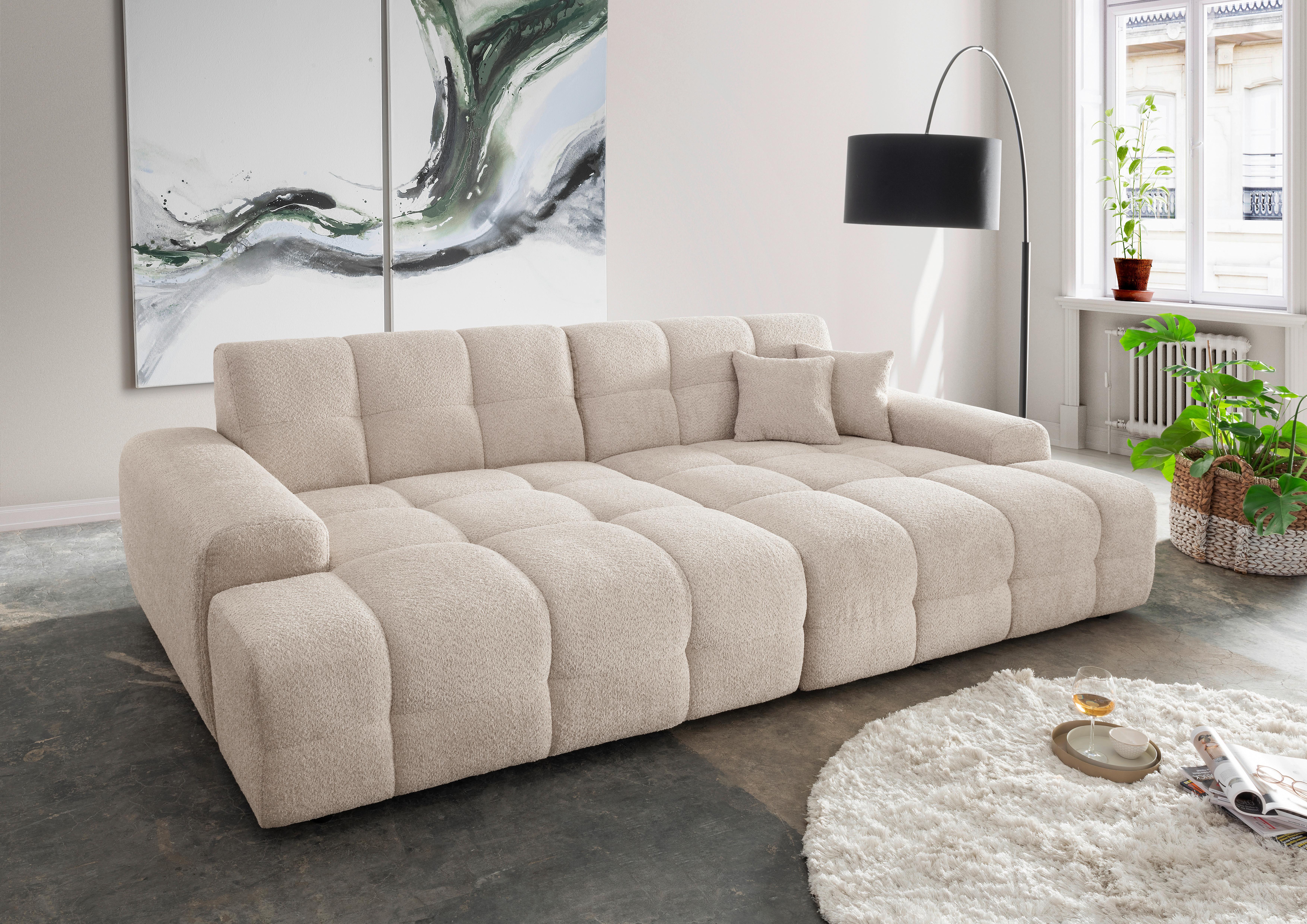 Bigsofa Bosco, Beige B: 304 cm - Beige/Schwarz, MODERN, Textil (304/87/155cm) - Livetastic