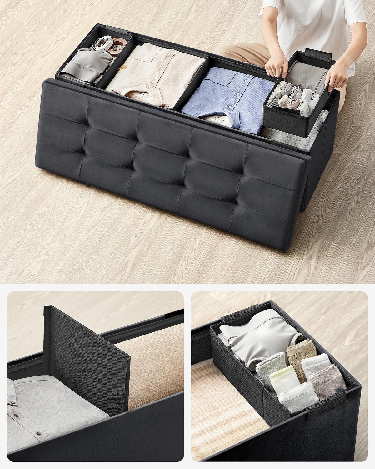 Sitzbox Schwarz B: 110cm - Schwarz, Basics, Holzwerkstoff/Textil (110/38/38cm)