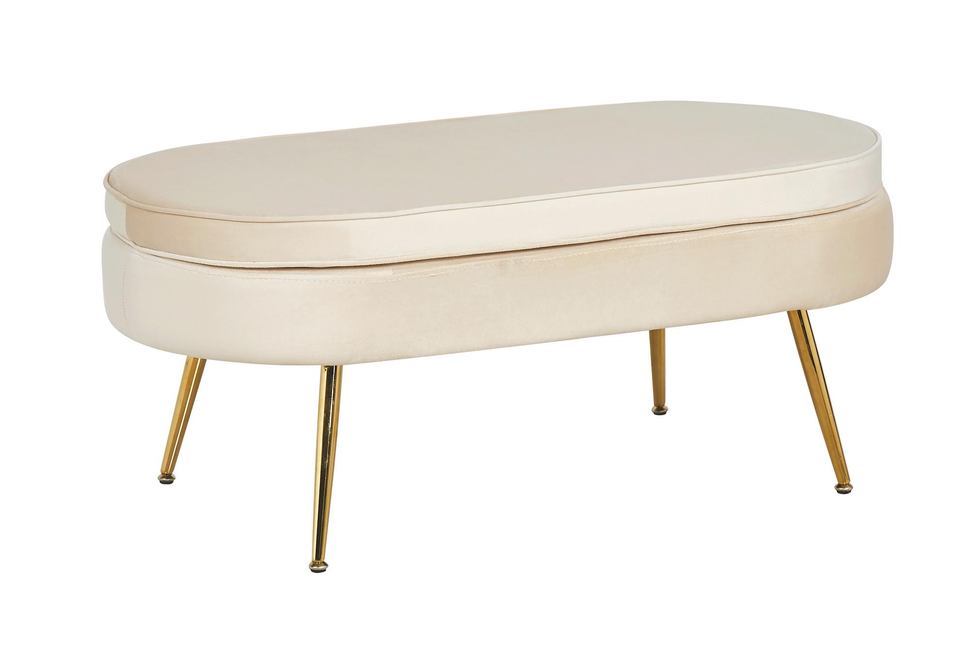 Hocker Beige B: 99 Cm - Beige/Goldfarben, MODERN, Textil (99/40/44cm) - Livetastic