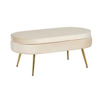 Hocker Beige B: 99 Cm - Beige/Goldfarben, MODERN, Textil (99/40/44cm) - Livetastic