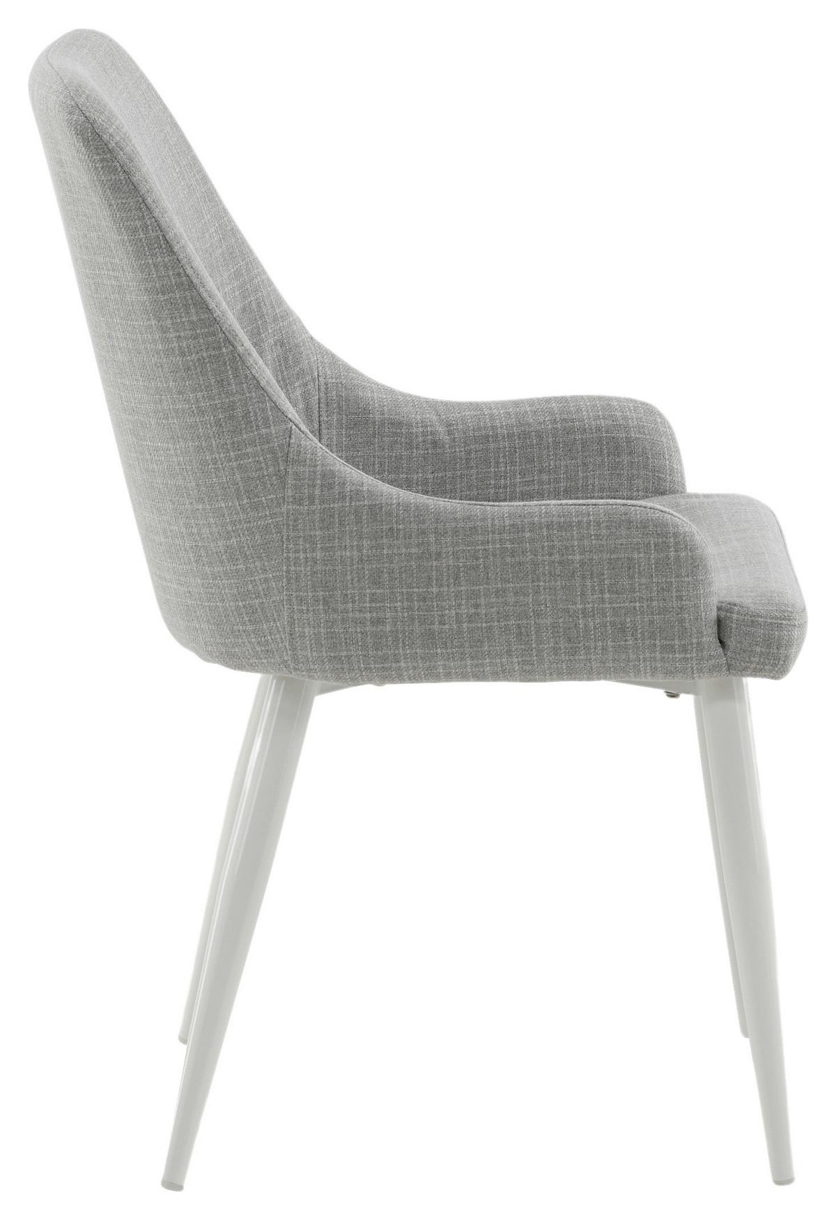Stuhl-set Plaza Weiß/hellgrau B: 49 Cm - Hellgrau/Weiß, Design, Textil/Metall (49/86/58cm) - Livetastic