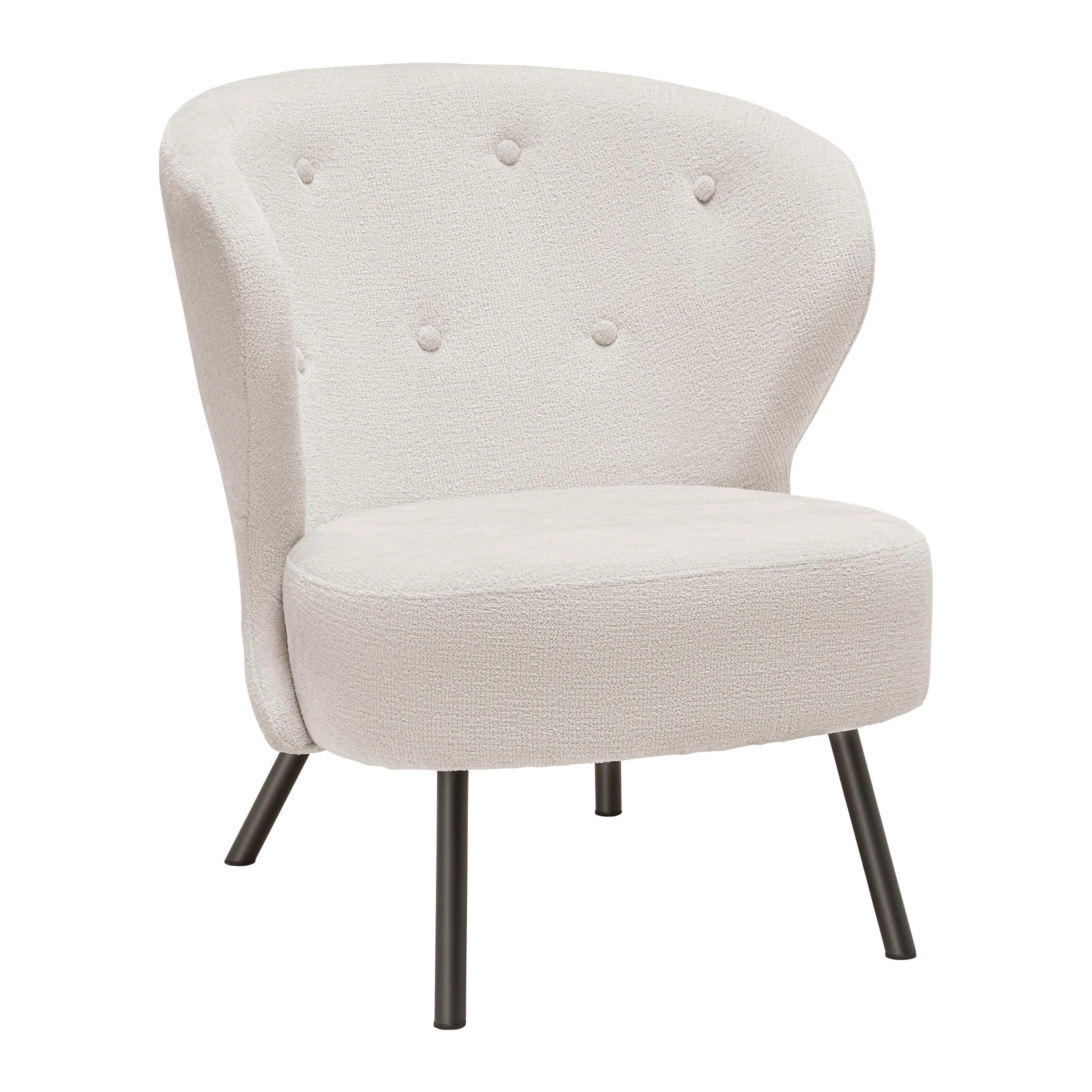 Trendové kreslo FLORIS, béžová ženilka, max. 140 kg - čierna/béžová, Romantik / Landhaus, kov/drevo (67/77/73cm) - Mömax