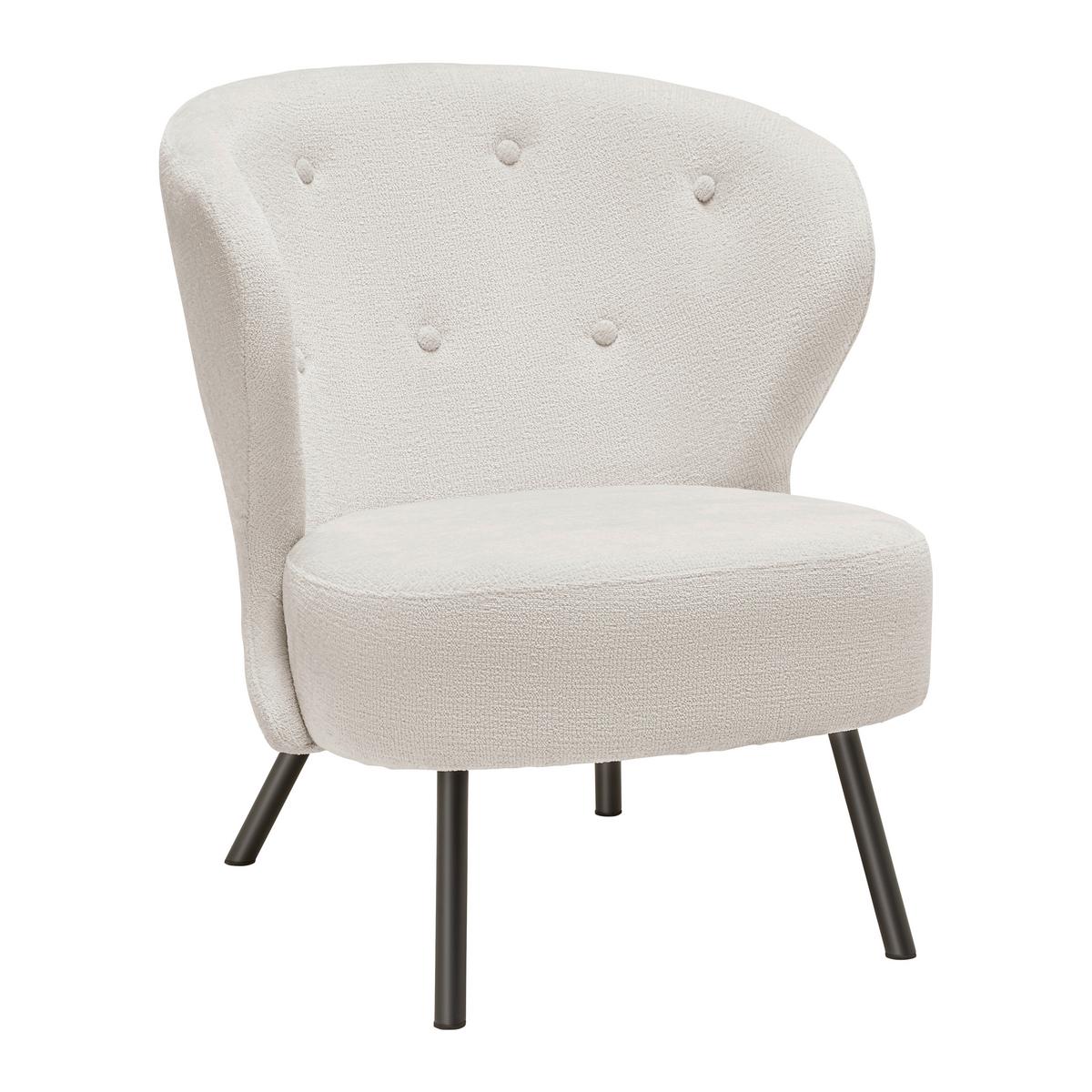 Trendové kreslo FLORIS, béžová ženilka, max. 140 kg - čierna/béžová, Romantik / Landhaus, kov/drevo (67/77/73cm) - Mömax