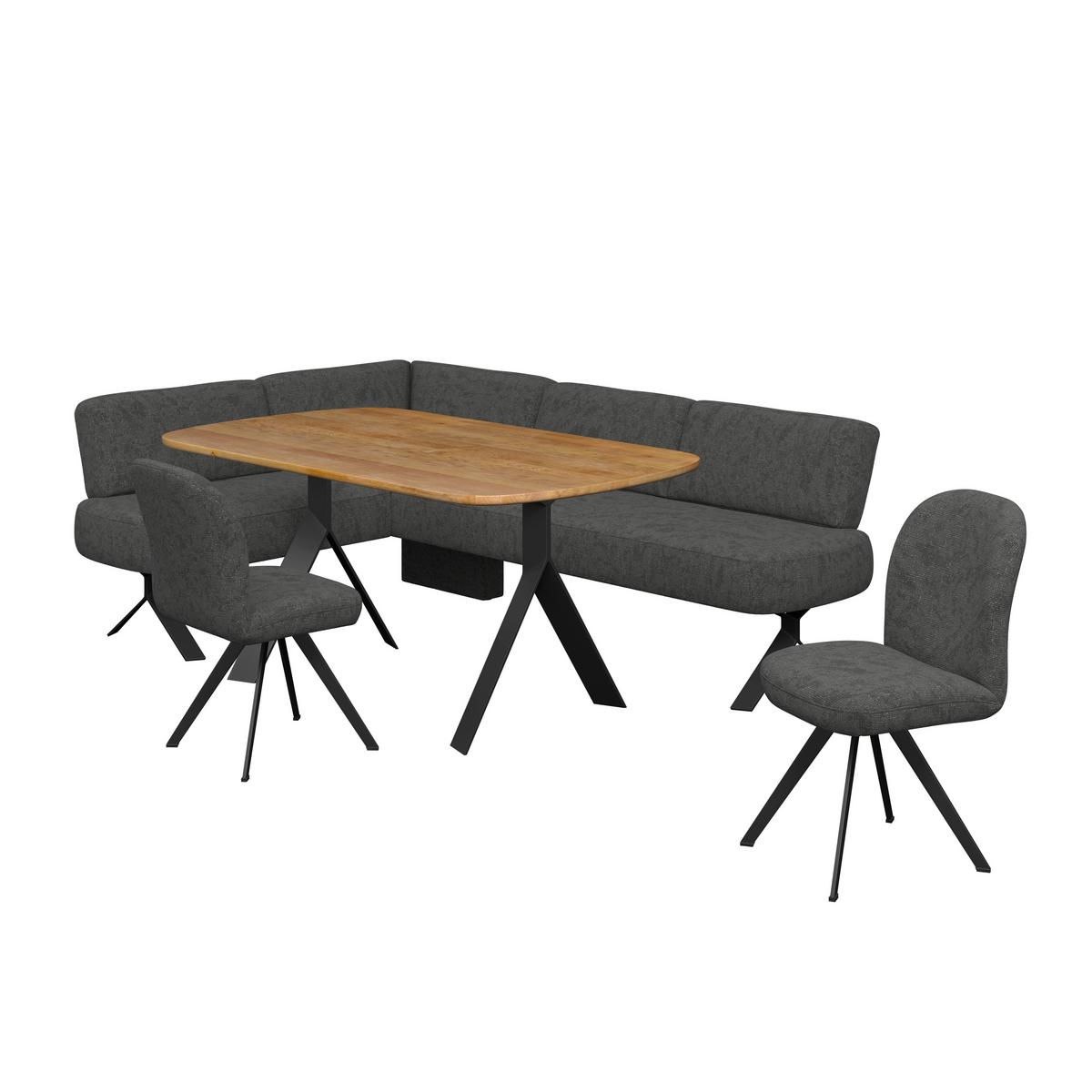 Eckbank schwarz/Metallbeine Ulmo,S: 176x248cm - Schwarz, MODERN, Textil/Metall (176/248cm)