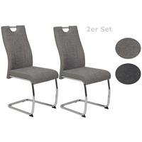 Schwingstuhl Alina Grau Mit Gripp 2er-Set - Chromfarben/Grau, MODERN, Textil/Metall (43/98/59cm) - MID.YOU