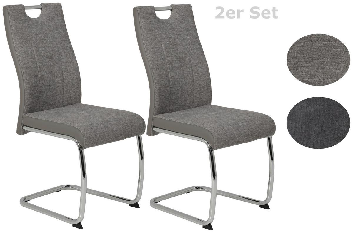 Schwingstuhl Alina Grau Mit Gripp 2er-Set - Chromfarben/Grau, MODERN, Textil/Metall (43/98/59cm) - MID.YOU