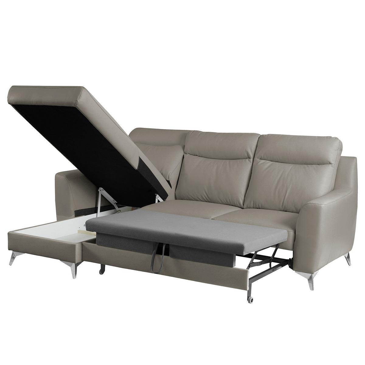 Ecksofa Gio Schlammfarben S: 236x168 Cm - Chromfarben/Schlammfarben, Design, Leder/Textil (236/168cm) - Livetastic