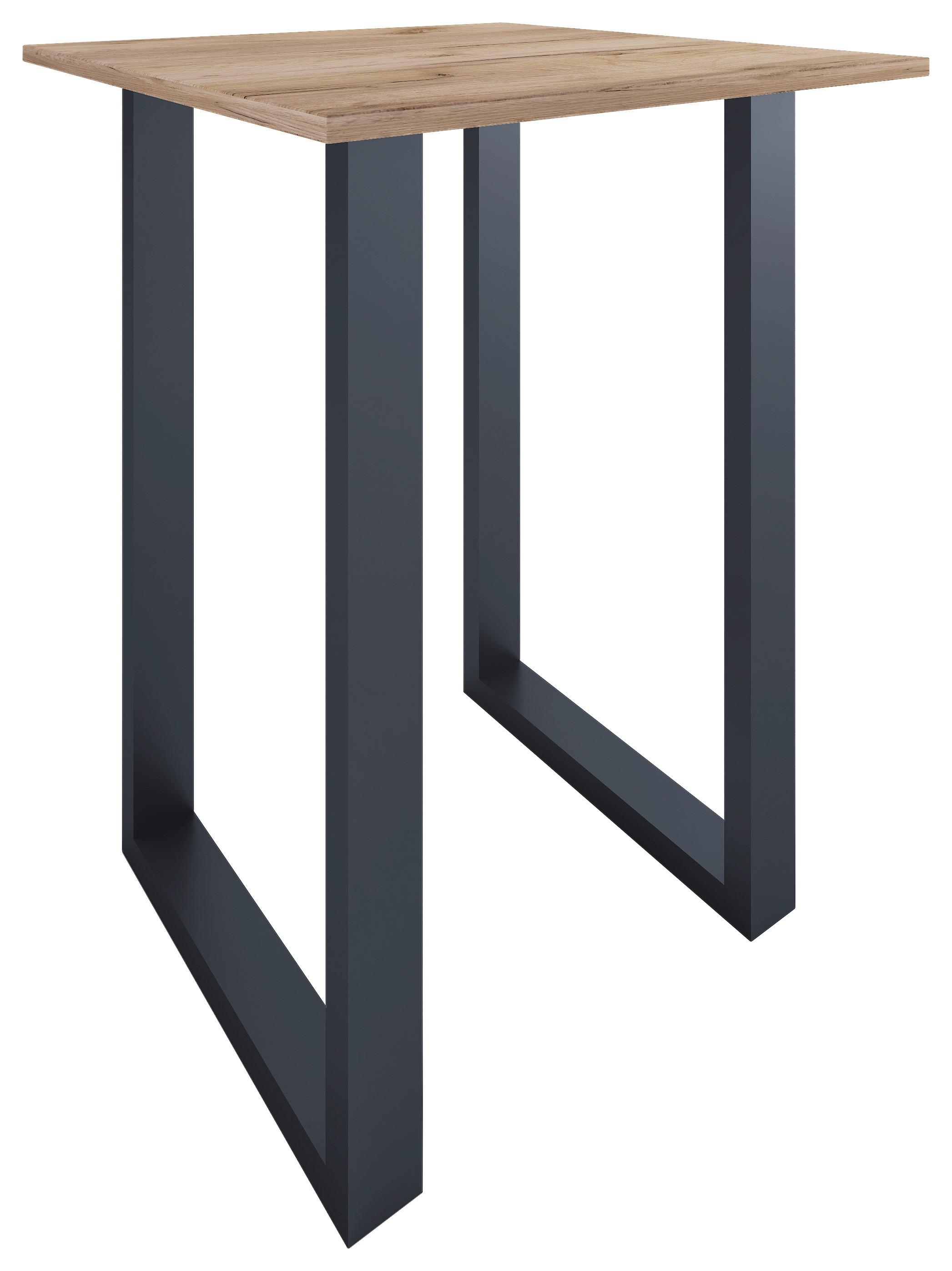 Bartisch Xona B 80x80 - Honigeiche/Silberfarben, KONVENTIONELL, Holzwerkstoff/Metall (80/102/80cm)