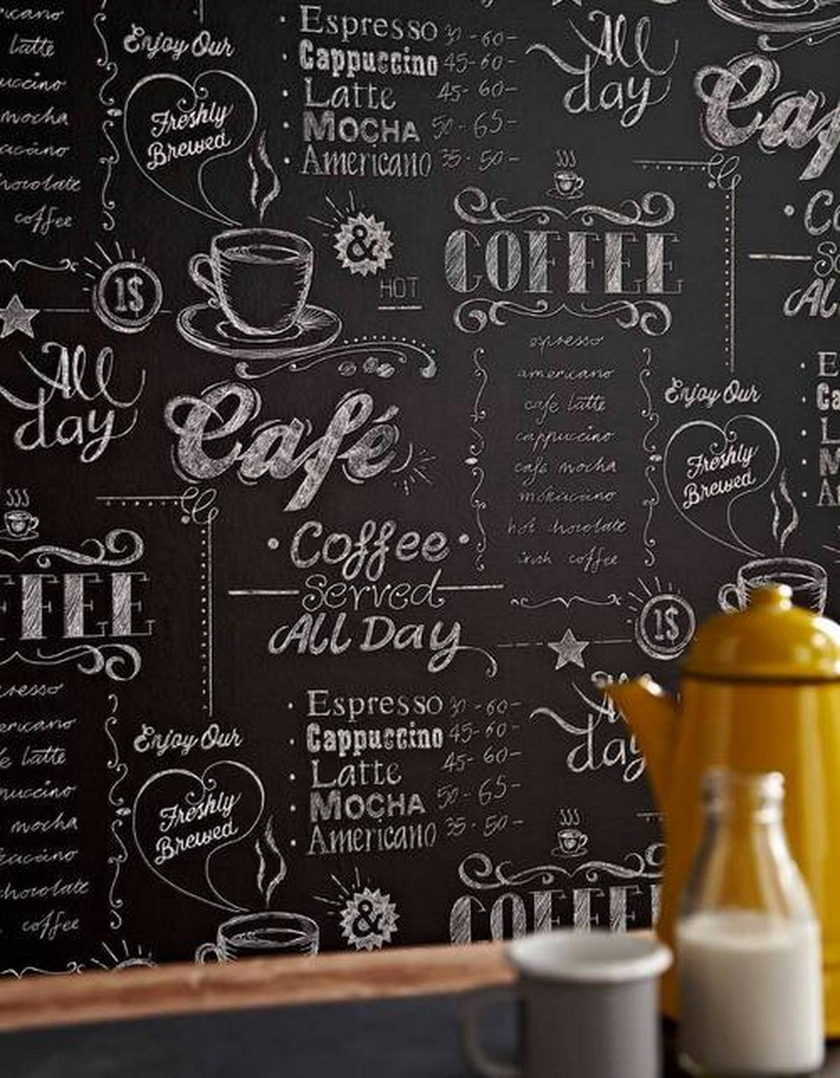Vliestapete Kaffee Schwarz/Weiss - Schwarz/Weiß, Basics, Papier/Kunststoff (52/1000cm)