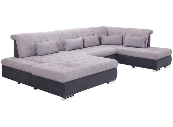 Wohnlandschaft mit Schlaffunktion Madera Webstoff - Anthrazit/Silberfarben, MODERN, Kunststoff/Textil (190/358/212cm) - Ombra Wohnlandschaft mit Schlaffunktion Madera Webstoff - Anthrazit/Silberfarben, MODERN, Kunststoff/Textil (190/358/212cm) - Ombra