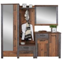 Garderoben-set Ontario Old Style Dekor 3 -Teilig. Mit Spiegel - Eichefarben/Grau, Trend, Holzwerkstoff (224,60/200/37cm) - Ondega