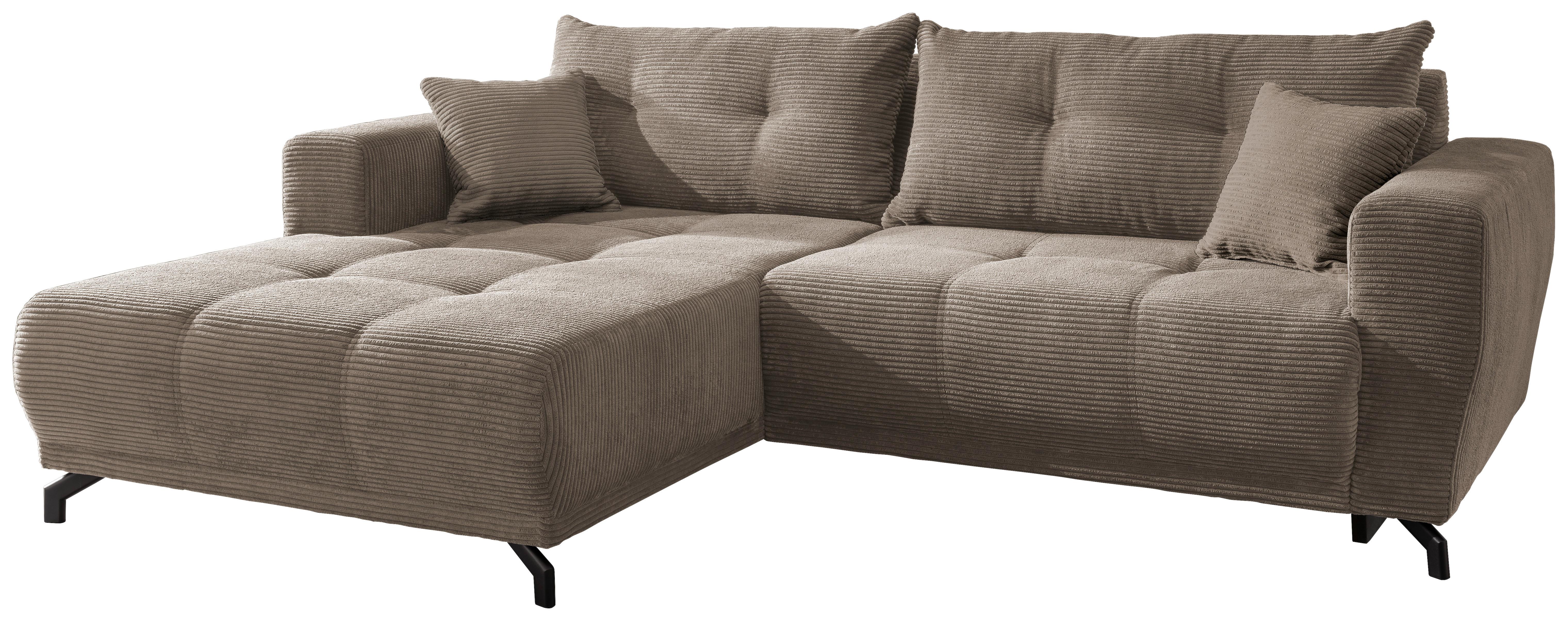 Ecksofa Liegefunktion Restato Graubraun - Graubraun/Schwarz, MODERN, Holz/Textil (177/246cm) - MID.YOU