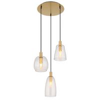 Hängeleuchte 15789-3hm - Messingfarben, KONVENTIONELL, Glas/Metall (43/150cm) - Globo