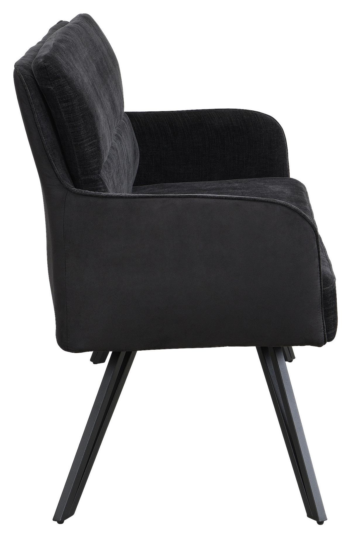 Sitzbank Tino - Schwarz, MODERN, Textil/Metall (160/94/67cm) - MID.YOU