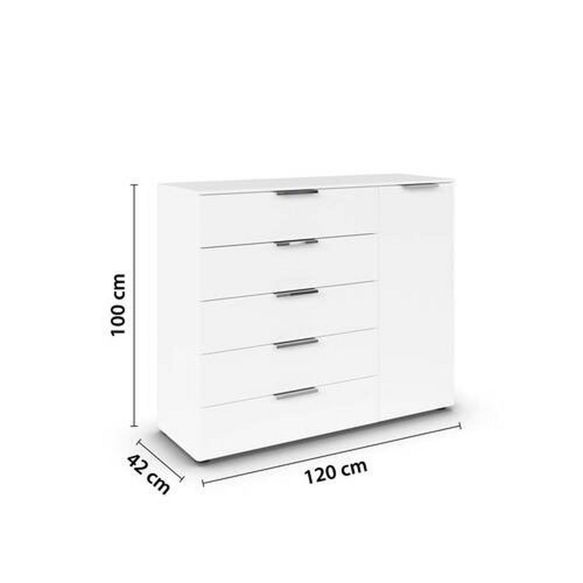 Kommode Flipp Weiß/chromfarben B: 120 Cm - Chromfarben/Schwarz, MODERN, Holzwerkstoff (120/100/42cm) - Rauch Möbel