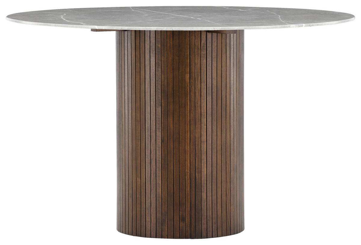 Esstisch Härön - Dunkelgrau/Braun, Design, Glas/Holz (120/120/74cm) - Livetastic