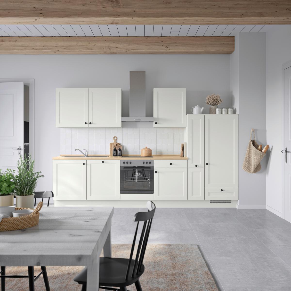 Kuchyňská linka 330 cm, bílá - bílá/barvy dubu, Moderní, kov/kompozitní dřevo (330cm) - Nobilia