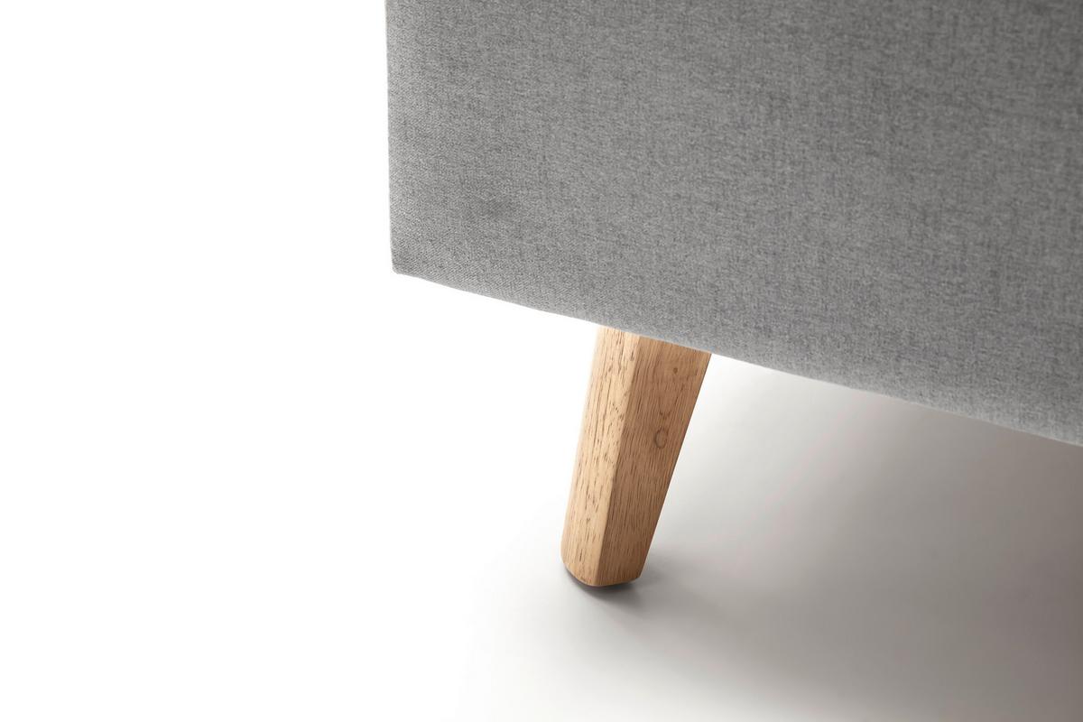 Polsterbett Frieda 180x200cm Hellgrau, inkl. Bettkasten - Eichefarben/Hellgrau, KONVENTIONELL, Holz/Textil (180/200cm) - Livetastic