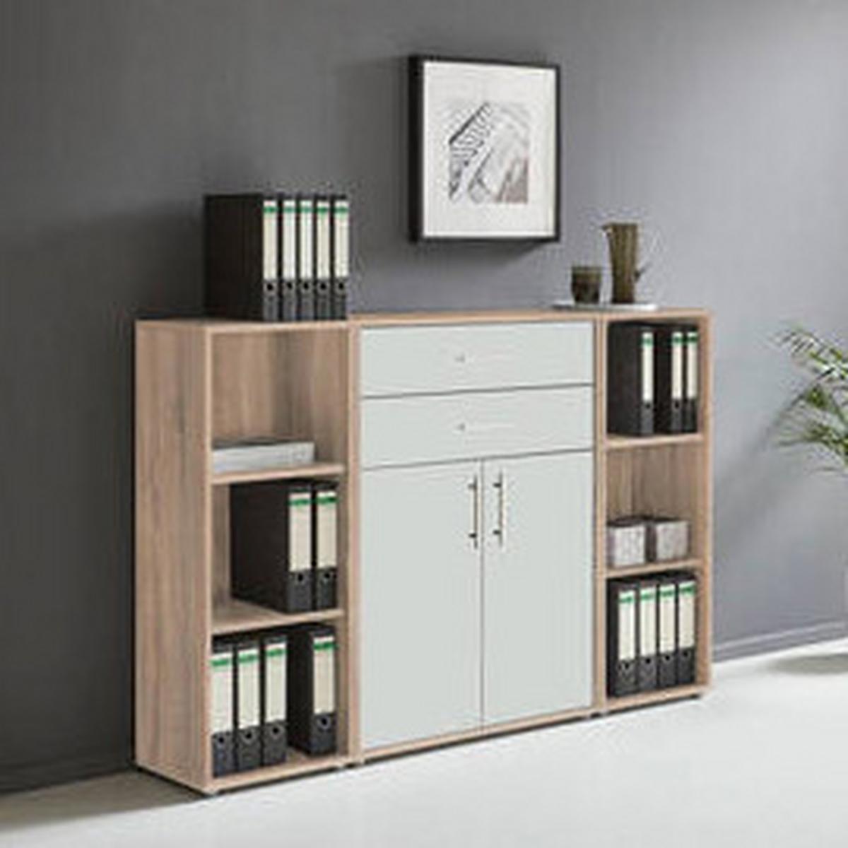 Office Edition B: 172,6 cm Sonoma Eiche/Weiß - Weiß/Sonoma Eiche, MODERN, Holzwerkstoff (172,6/113,6/33cm) - MID.YOU